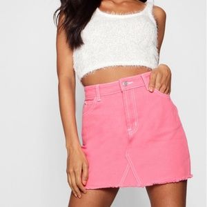 Mauve Contrast Stitch Denim Mini Skirt
